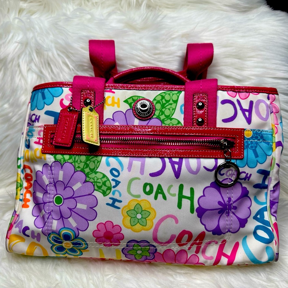 Authentic Coach medium flower tote bag